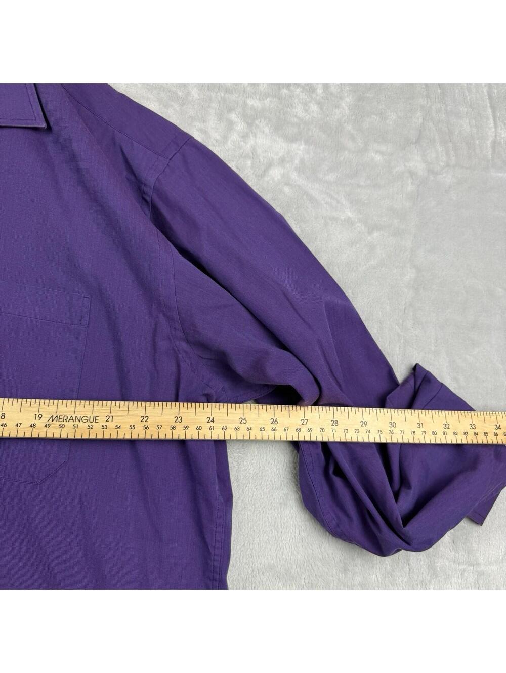 Vintage Christian Dior Dress Shirt Mens 17 34 35 Purple Button Up Preppy Luxury - Picture 4 of 10